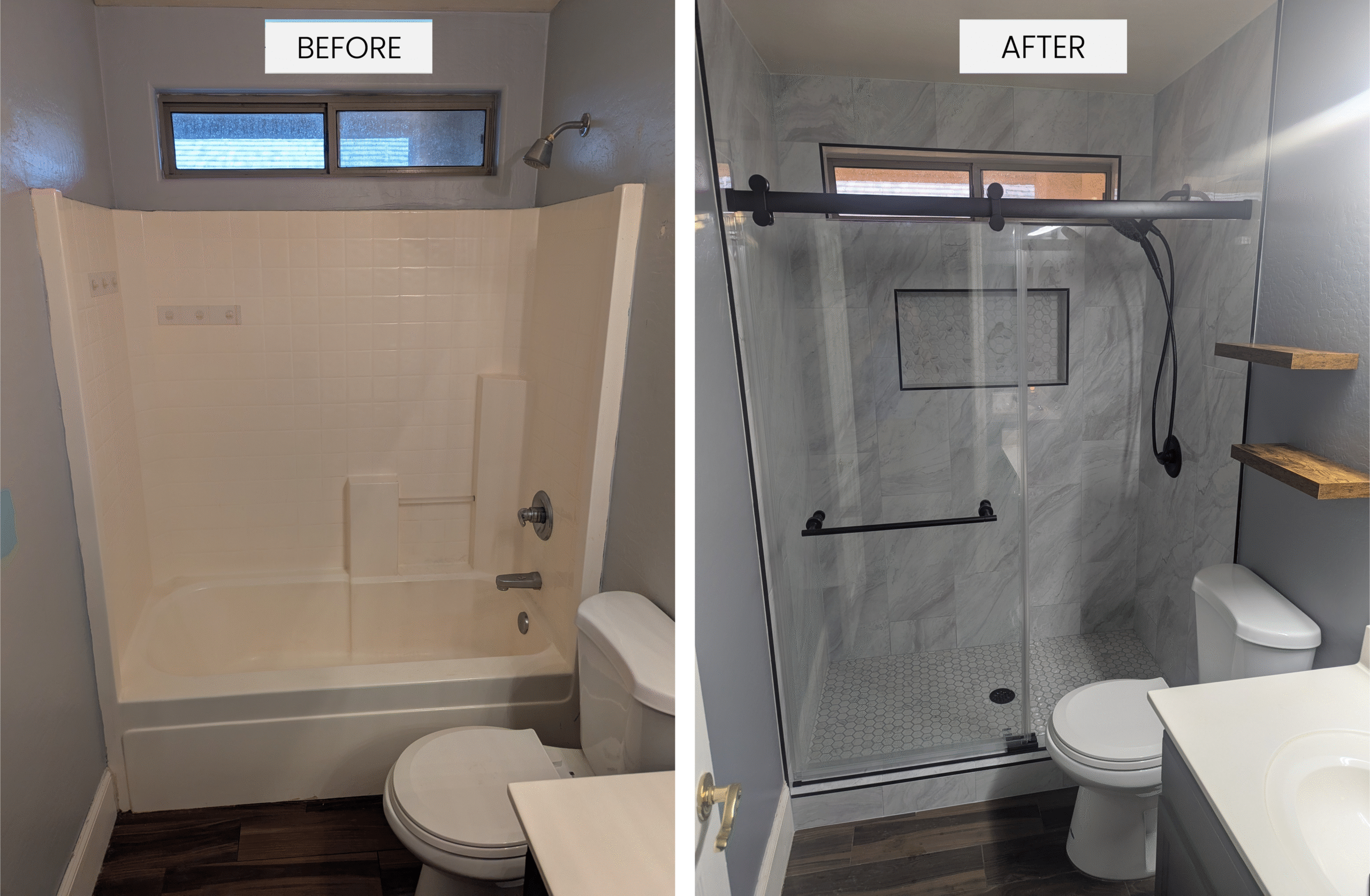 Before and After Arizona Shower Remodel